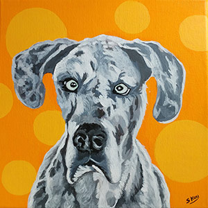 Bleu - Acrylic on 10 X 10 Stretched Canvas