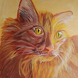 Jack the Cat - Acrylic on 12 X 12 Stretched Canvas